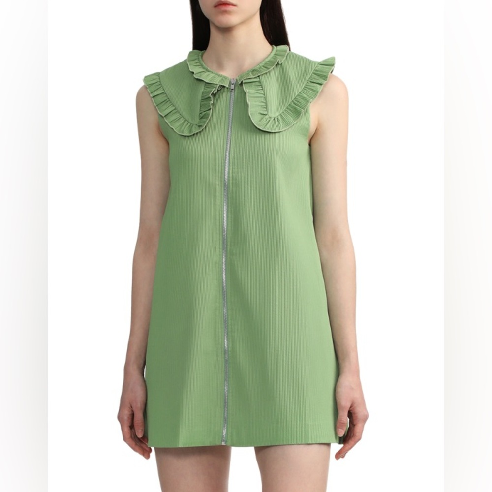Ghospell zip up sleeveless min dress 💚